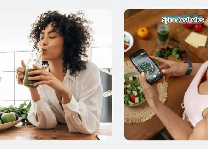 Image of woman looking into her diet and fat freezing Wrexham to improve her health